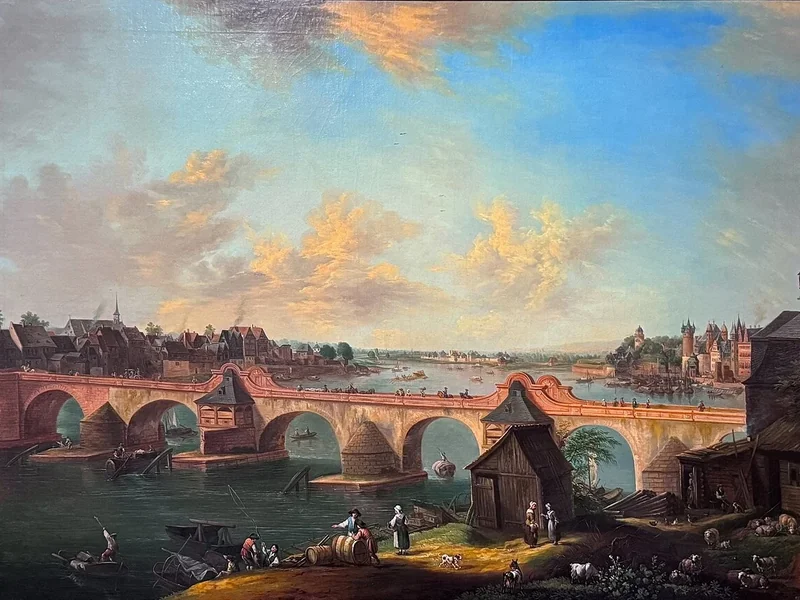 1718-Christian Georg Schütz - Il Vecchio Ponte di Francoforte sul Meno